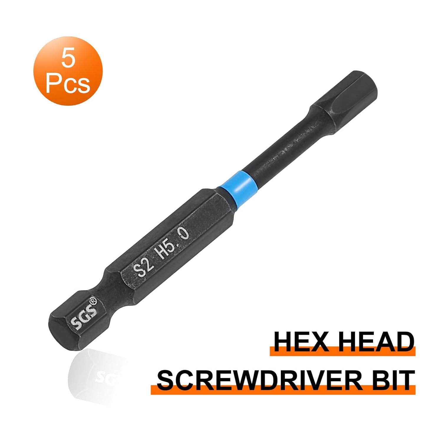 FRKSMD-5pcs Hex Head Wrench Drill Bit 5mm(H5) 1/4" Hex Shank 2.56"(65mm) Length S2 Steel Magnetic Hexagon Impact Drivers Metric Screwdriver Bit