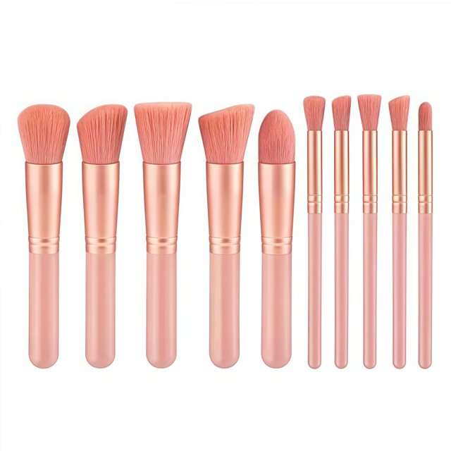 Set de 10 pinceles para base de maquillaje, adecuado para todo tipo de pieles, entre los utensilios de belleza.