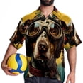 thumbnail image 4 of Retro Dog Men's Short Sleeve Beach Shirts, Casual Printed Poplin Button Down, Unisex Summer Hawaiian Shirt, 4 of 6