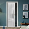thumbnail image 4 of Slab Barn Door Panel Frosted Glass 12 Lites | Felicia 3312 White Silk | Sturdy Finished Doors | Pocket Closet Sliding -18" x 96", 4 of 5