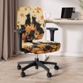 thumbnail image 6 of CHAQLIN Anti-Dust Split Stretchable Seat Cover for Boss Chair, 2 Pieces Rotating Chair Protectors Polyester Fabric Office Computer Chair Covers Black Cat Leaves, 6 of 8