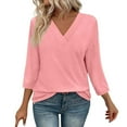 thumbnail image 2 of Texiao 3/4 Length Sleeve Women's Tops V Neck Casual Tunic Tops Basic Shirts Loose Fit Blouse, 2 of 9