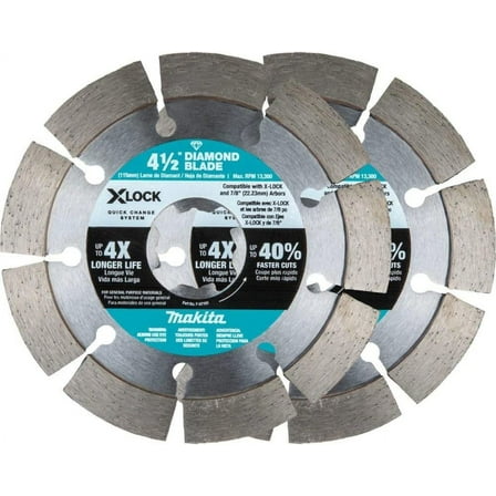 Makita X-Lock 4-1/2 inches Segmented Diamond Blade For Masonry Cutting, 2/pk