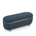 thumbnail image 4 of DEALTOPS Vintage Ottoman Upholstered Storage Bench with Cushion Seat, Dark Blue, 4 of 8