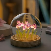 Tulip Lamp Gifts for Women, LED Tulip Crystal Glass Ball Night Light Bedroom Decor Tulip Night Light for Birthday Anniversary Mother's Day Valentines Day
