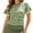 A-Green511, variant on Womens Summer Striped T-Shirt Crew Neck Flutter Sleeve Textured Fitted Casual Printed Tee Everyday Wear Office Work Tops