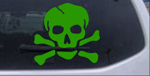 Neon Green Set of 2 Skull Crossbones Car Stickers Wing Mirror Styling Decals 