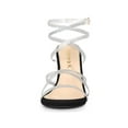 thumbnail image 6 of BLISSFUL STEP Women's Rhiness Strappy Stiletto Heels Sandals Black 7, 6 of 7