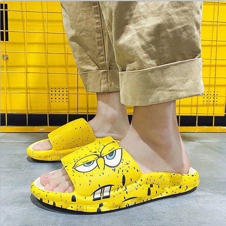 

Dheera Ultra-Soft Slippers Fashion Spongebob Patterns Slide Shoes Thick Rubber Sole Flip Flop Sandal for Bathroom Home Office New