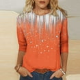 thumbnail image 2 of JTZGDY Sparkly Tops for Women Funny Printed 3/4 Lenght Sleeve Crew Neck Graphic Oversized T-Shirts Loose Fit Cozy Tunics Lightweght Pullover Blouse Orange XXL, 2 of 9