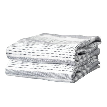 

T-FAL Premium Dual-Sided Skipping Striped Kitchen Towels (2-Pack) 18 x 28 Highly Absorbent Long-Lasting Reversable 100% Flat-Weave Cotton Dish Towels Hand Towels Bar Towels Graphite C48