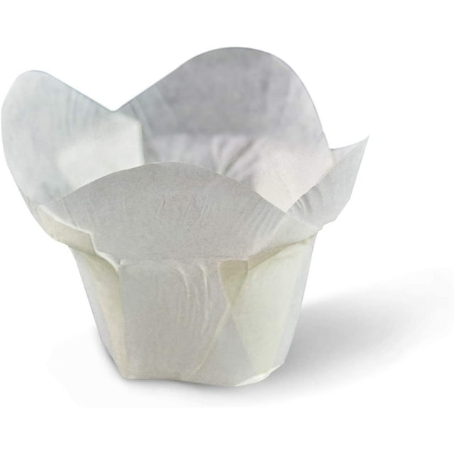 SimpleGood White Lotus Style Baking Cups Medium Size Cupcake Liners Muffin Liners Greaseproof Paper 100