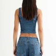 thumbnail image 4 of SNKSDGM Female Black Tank Top Woman with Built in Bra Crop Women's Tank Tops Loose fit Long Cropped Vest for Women Sexy Denim Vest U Sleeveless Jean Tank Top Low Cut Tight fit Fashion Vest L, 4 of 8