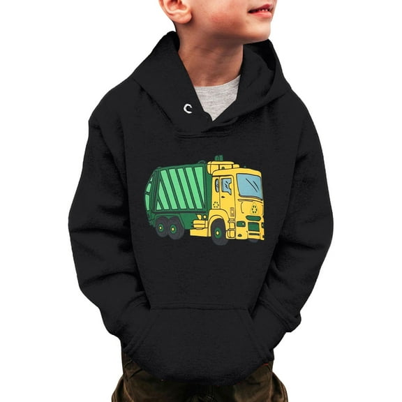 Bysome Toddler Boys Hoodies Sweatshirts Little Girls Trucks Sweatshirts Long Sleeve Hooded Pullover Kids Winter Warm Shirt Sweater Long Sleeve Crew Neck Cute Print Boy Tops Black Size 3-4 Years