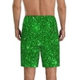thumbnail image 3 of Bixox Men's Green Glitter printed lightweight casual shorts, soft sleep shorts with pockets., 3 of 7