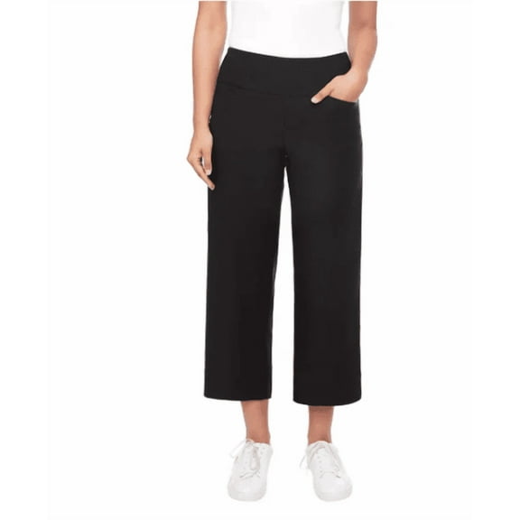 S.C. & CO. 360 Degree Women’s Tummy Control Pull-on Wide Leg Crop, Black, Small