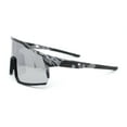 thumbnail image 3 of Manly Modern Camouflage Print Oversize Shield Wrap Plastic Sunglasses Grey - Silver Mirror, 3 of 4
