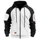 thumbnail image 1 of Ceisia Men's Long Sleeve Jacket Drawstring Full-Zip with Kanga Pocket Color Block Sweatshirts Casual Hoodies White L Gift, 1 of 5