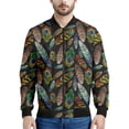 thumbnail image 3 of Chaquetas con estampado de plumas bohemias para hombre, sudadera de manga larga con estampado 3D retro, chaqueta bomber de calle de gran tamaño con cremallera, 3 of 5