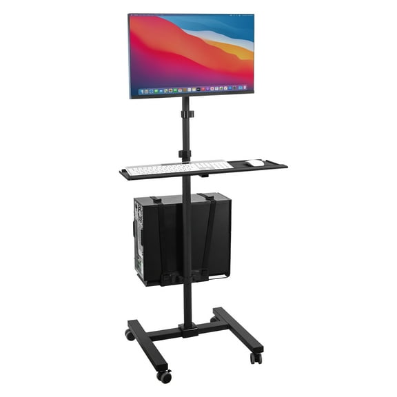Mount-It! Mobile Computer Cart With Monitor Mount & CPU Holder