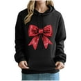 thumbnail image 4 of VBTAPA Womens Bow Print Hoodie Valentines Day Printed Hooded Sweatshirt Teen Girls Cute Pullover Hoodies Loose Casual Y2K Aesthetic Sweatshirts with Kangaroo Pocket Black L, 4 of 5