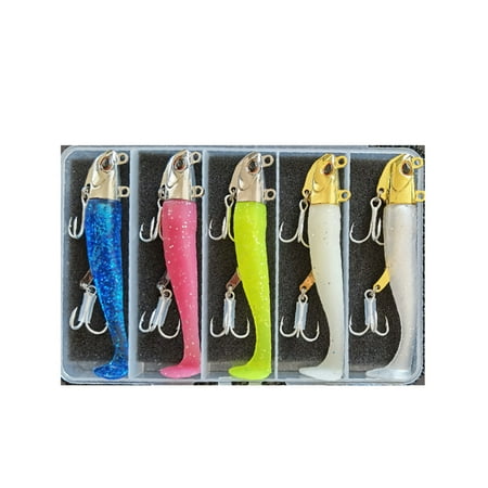 5pcs 24g/105mm Artificial soft Bait Lumious/Glow Mackerel Sea Bullet Bass Snapper Fishing Lure Wobblers Swimbait Jigging Baits