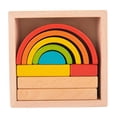 thumbnail image 1 of HILABEE Creative Wooden Stacker Nesting Puzzle Blocks Montessori Fine Motor Skills Color Rainbow series, 1 of 9