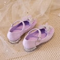 thumbnail image 3 of Girls Dress Shoes Wedding Party Heel Mary Jane Princess Flower Shoes (36,Light Purple), 3 of 5