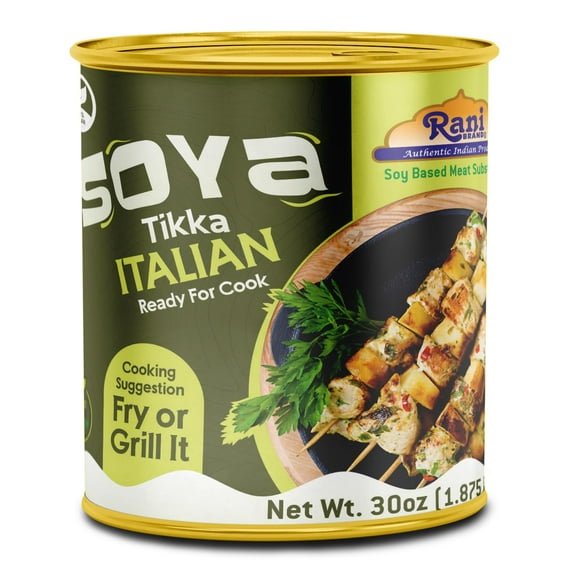 Rani Soya Tikka Italian 30oz (1.875lbs) 850g Ready for Cook ~ Easy Open Lid | All Natural | Vegan | No Colors | NON-GMO | Kosher | Indian Origin | Soy Based Meat Substitute