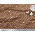 thumbnail image 1 of Soimoi Brown Modal Satin Fabric Leaves & Floral Hand Drawn Decor Fabric Printed Yard 42 Inch Wide, 1 of 2