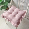 thumbnail image 4 of Pink 1Pc 40Cm Square Lace Edge Floor Cushion Pad Pearl Fluff Filling Soft Seat Mat For Chair Home Decoration Comfortable Sitting, 4 of 6
