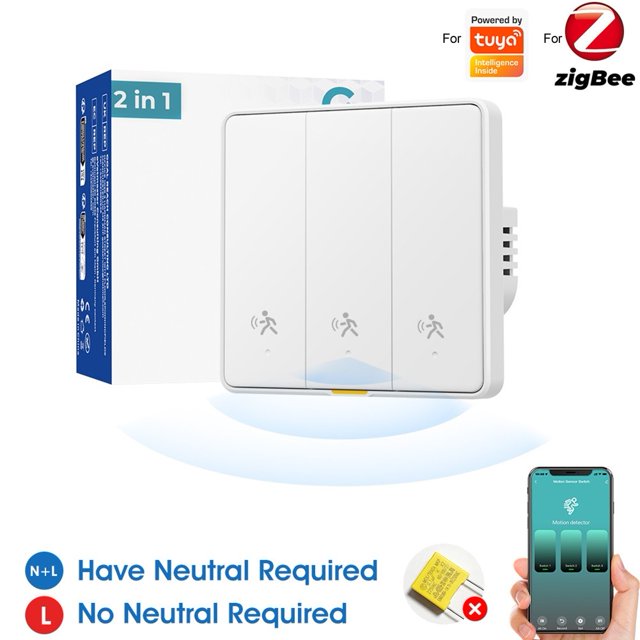 For Tuya For Zigbee 1/2/3 Gang Human Motion-Sensing Smart Wall Secure Switch