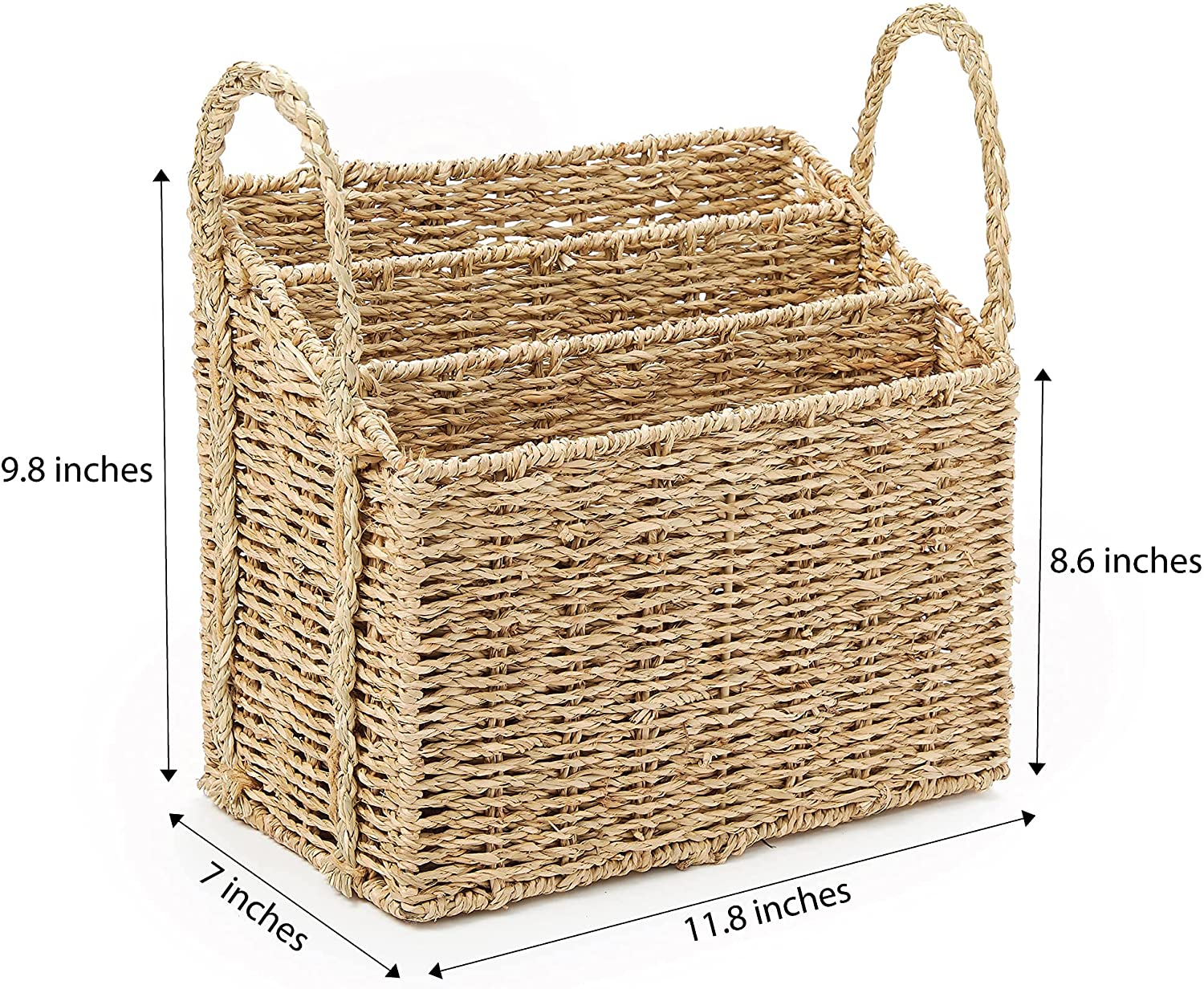 Seagrass Storage Baskets, 12x12x10in Large Wicker Storage Basket Set of 2,  Decorative Seagrass Shelf Basket, Pantry Baskets Organization,Folding