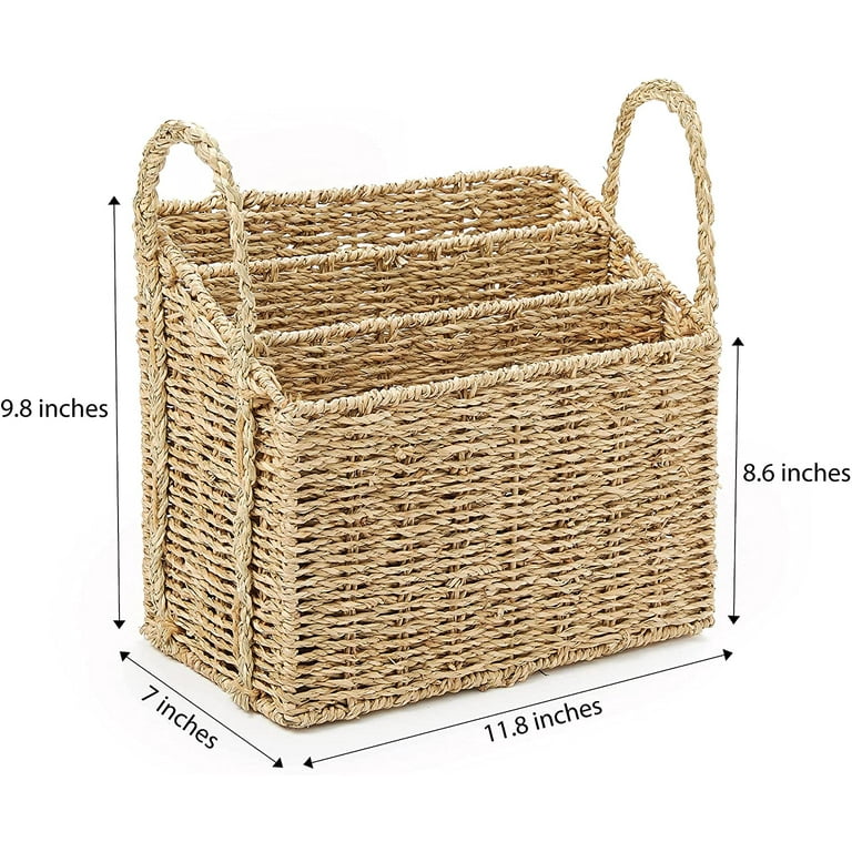 HBlife Wicker Baskets, Set of 3 Hand-Woven Paper Rope Storage Baskets,  Foldable Cubby Storage Bins, Large Wicker Storage Basket for Shelves Pantry