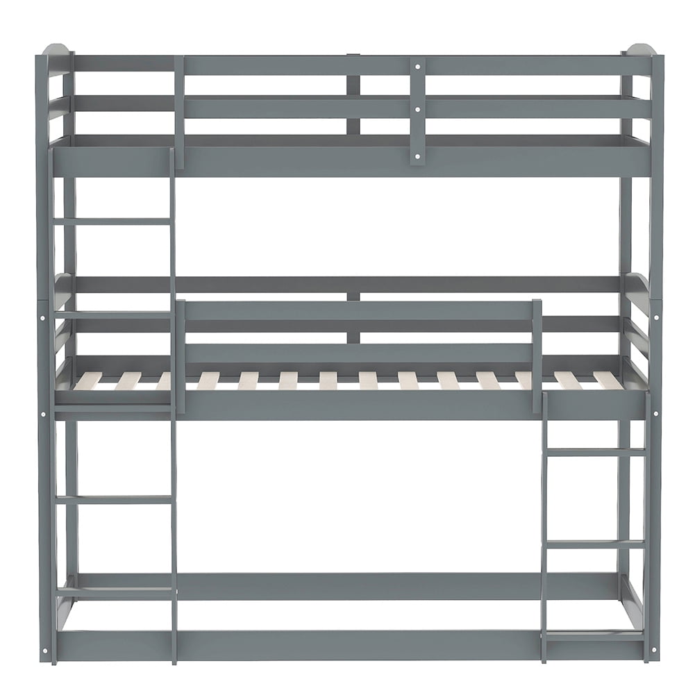 Kadyn Bunk Beds for Kids, Solid Wood Twin Triple Bunk Beds / Loft Bed for Kids/Adults, No Box Spring Needed-Gray Kadyn Bunk Beds for Kids, Solid Wood Twin Triple Bunk Beds / Loft Bed for Kids/Adults, No Box Spring Needed-Gray