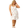 thumbnail image 3 of Vestido de dormir de talgrande pamujer Cami Fruit Ruffle Dobladillo por encide rodilCamisón blanco 3X, 3 of 7