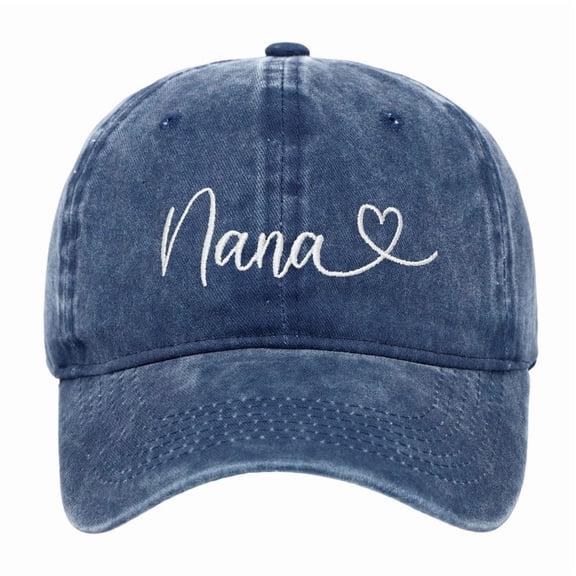 Womens Baseball Cap Nana Heart Embroidery Washed Vintage Design Soft Comfortable Daily Wear Hats