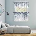 thumbnail image 6 of Plants Blue Kitchen Curtains Valances and Tiers Set of 3 Leaves Farmhouse Style Gradient Tier Curtains and Valance with Rod Pocket for Small Windows, 27.5"x24", 6 of 9