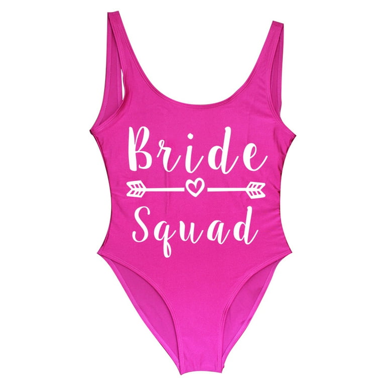 Bridal Hen Party One Piece Swimsuit BRIDE Squad Letter Print Bathing Suit Swimwear Maillot De Bain Beachwear Bride Swim Suit Walmart