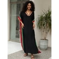 thumbnail image 4 of Womens Leopard Print Kaftan Dress V Neck Batwing Sleeve Loose Maxi Long Boho Caftan for Beach Vacation Party, 4 of 9