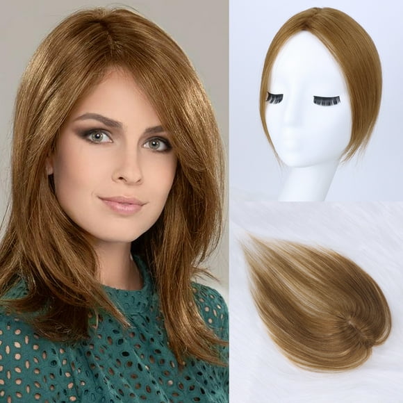 Zhuge Hair Toppers For Women Clip In Bangs Mocha Brown Human Hair Topper 360° Cover Wiglets Hairpieces For Thinning Hair Toppers Hair Pieces For Women,Light Brown
