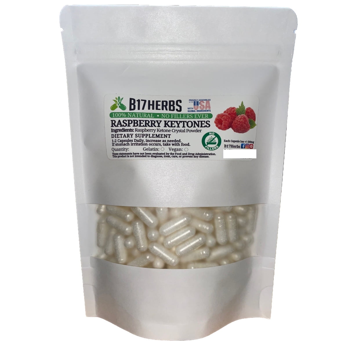 Raspberry Ketones Caps Weight Loss Management Keto Diet Ketogenic