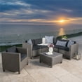 thumbnail image 2 of Noble House Puerta 7 Piece Outdoor Wicker Sectional Sofa Set in Black, 2 of 5