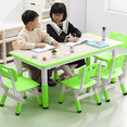 thumbnail image 4 of Conjunto infantil de mesa y 6 sillas con altura ajustable de 47,2 pulgadas, superficie fácil de limpiar y patas antideslizantes, ideal para estudiar, dibujar y realizar manualidades, color azul lago, 4 of 7