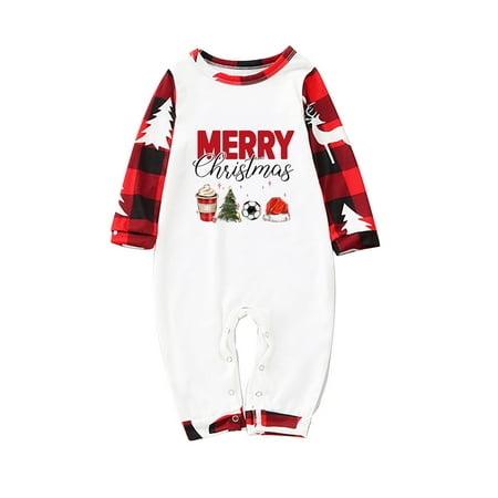 

Pxxlle Christmas Family Matching Pajamas Plus Size Casual Crewneck Long Sleeve Shirts with Plaid Print Long Pants Fashion Merry Christmas Parent and Children Two Piece Outfits Sets for Baby