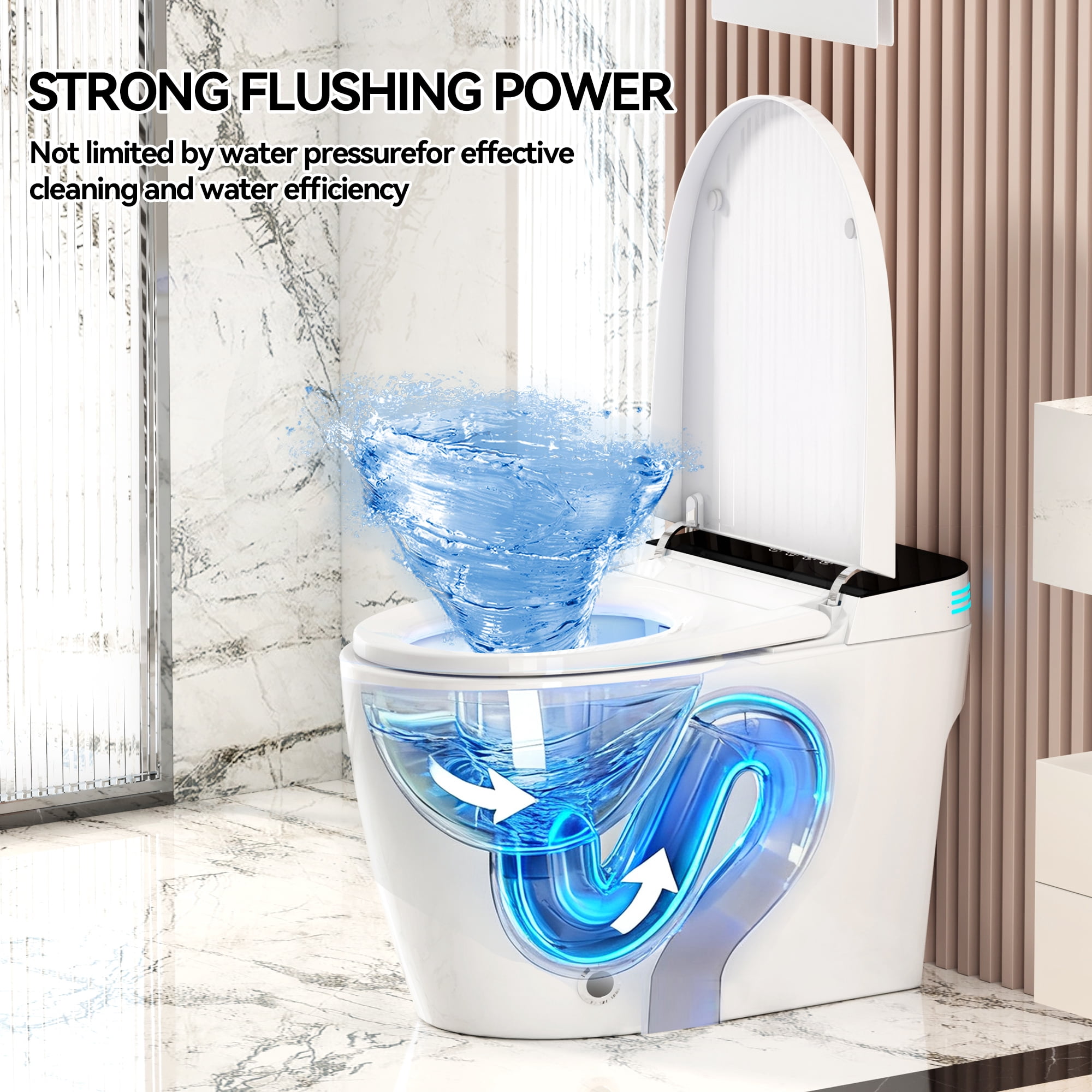 Leumius Smart Toilets with Built-in Bidet,Intelligent Toilet with Heated Bidet Seat,Auto Open/Close Seat,Dryer and Warm Water