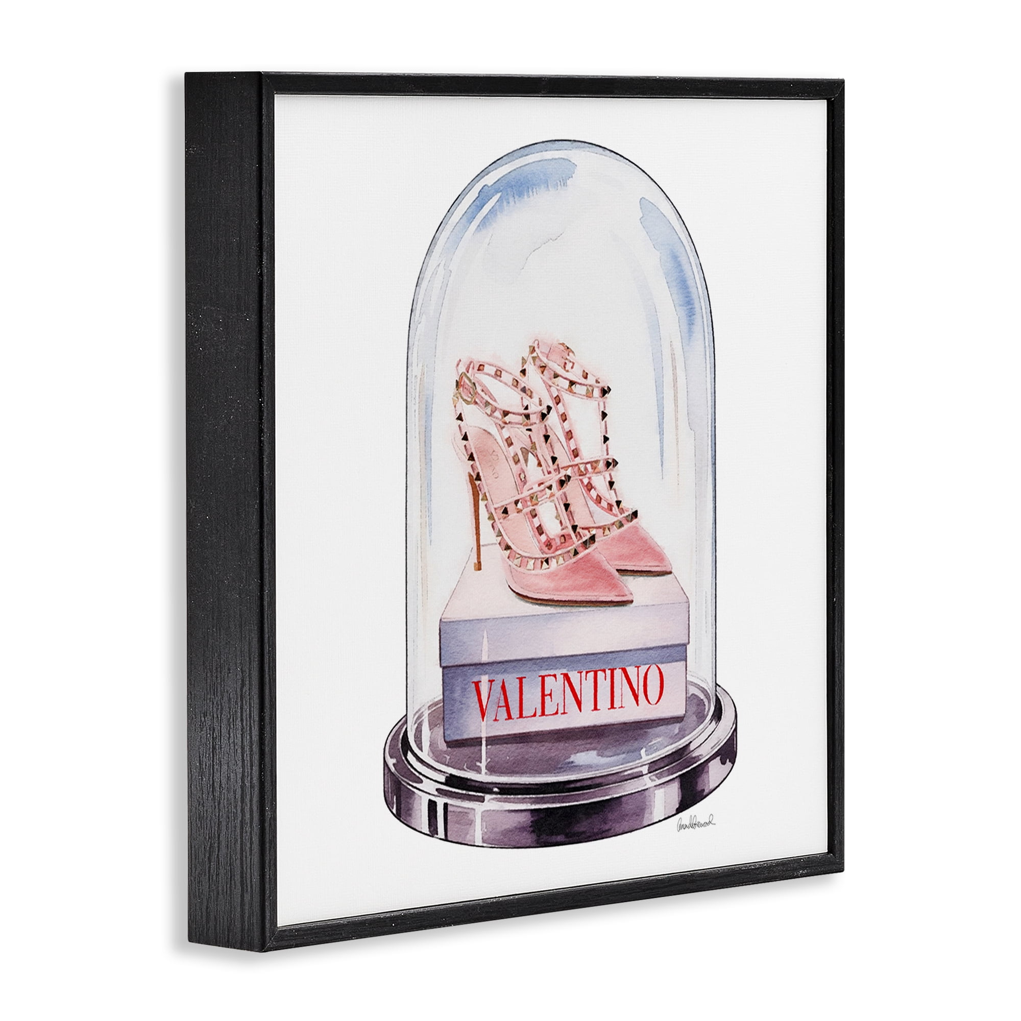 Stupell Industries Pink Heels in Bell Jar Black Framed Giclee Art, design by Amanda Greenwood