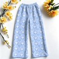 thumbnail image 5 of Sorvello Womens Home Casual Pajama Pants Lips Heart Print Plush Wide Leg Sleep Pants Elastic Drawstring Blue XL, 5 of 6