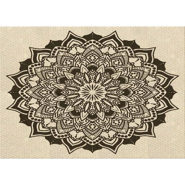 Ahgly Company Machine Washable Indoor Rectangle Transitional Vanilla Gold Area Rugs, 8' x 10'