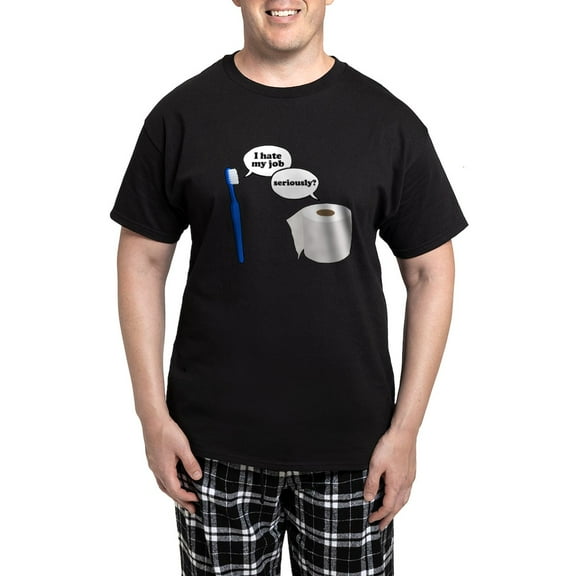 CafePress - I Hate My Job Men's Dark Pajamas - Men's Dark Loose Fit Cotton Pajama Set